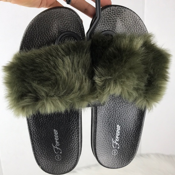 ✅Olive Fur Sandals - Picture 6 of 6